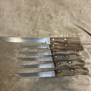 Six Regent Sheffield INOX-Stainless-ROSTFRET‎ Kitchen Knives Wooden Handles